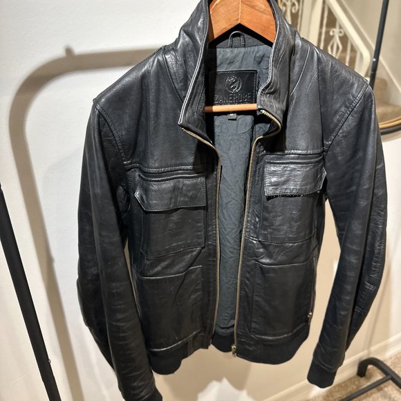 Zanerobe Black Leather Jacket CA54155 - Picture 2 of 9